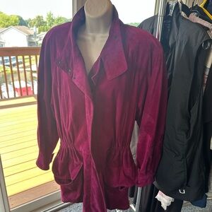 Saks Fifth Avenue Raspberry Suede/Leather Jacket
